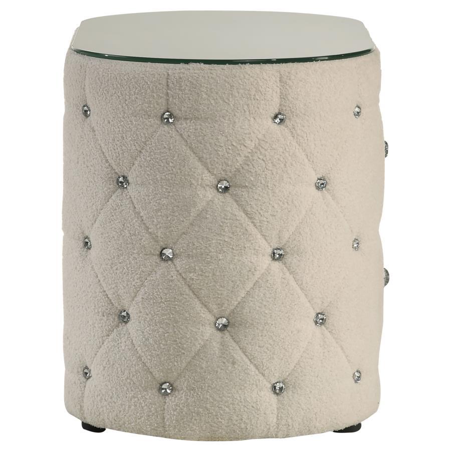 Sonya - 2 - Drawer Upholstered Nightstand Bedside Table - Ivory Accent Nightstand modern furniture Contempo Furniture