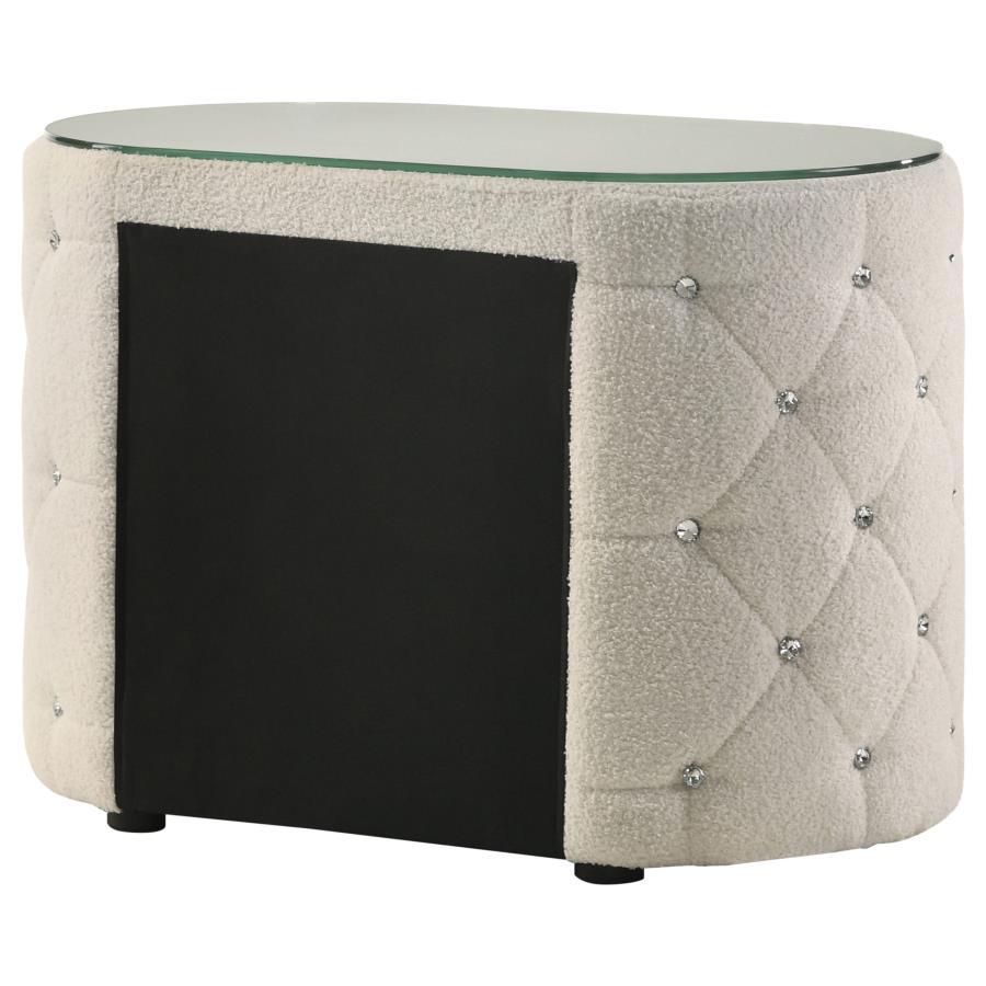 Sonya - 2 - Drawer Upholstered Nightstand Bedside Table - Ivory Accent Nightstand modern furniture Contempo Furniture