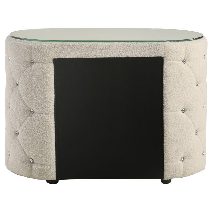 Sonya - 2 - Drawer Upholstered Nightstand Bedside Table - Ivory Accent Nightstand modern furniture Contempo Furniture