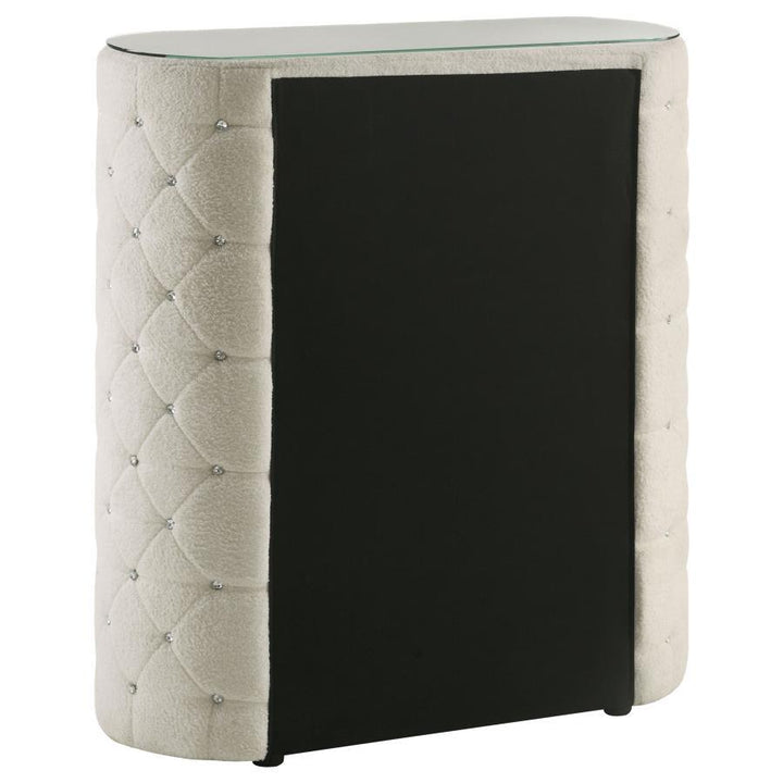 Sonya - 5 - Drawer Upholstered Bedroom Chest Of Drawers - Ivory Accent Chest modern furniture Contempo Furniture