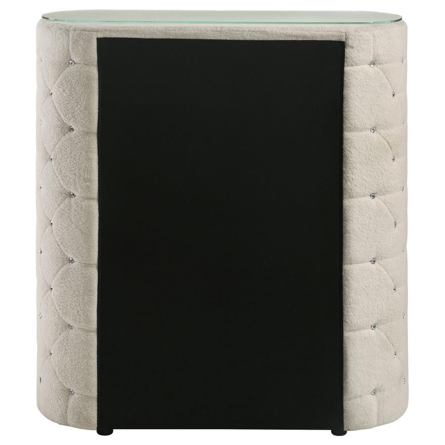 Sonya - 5 - Drawer Upholstered Bedroom Chest Of Drawers - Ivory Accent Chest modern furniture Contempo Furniture