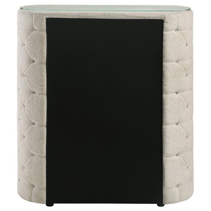 Sonya - 5 - Drawer Upholstered Bedroom Chest Of Drawers - Ivory Accent Chest modern furniture Contempo Furniture