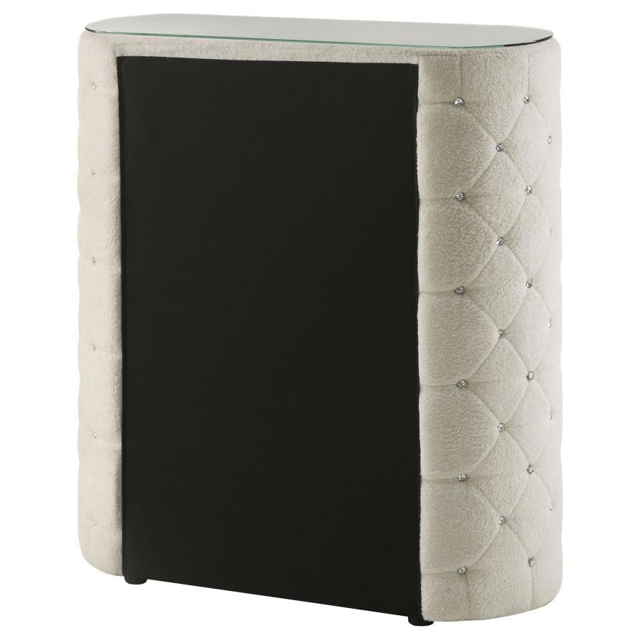 Sonya - 5 - Drawer Upholstered Bedroom Chest Of Drawers - Ivory Accent Chest modern furniture Contempo Furniture