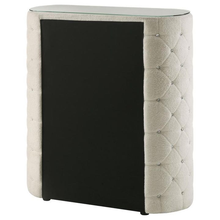 Sonya - 5 - Drawer Upholstered Bedroom Chest Of Drawers - Ivory Accent Chest modern furniture Contempo Furniture