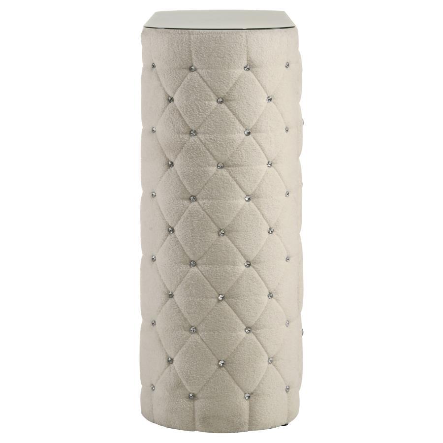 Sonya - 5 - Drawer Upholstered Bedroom Chest Of Drawers - Ivory Accent Chest modern furniture Contempo Furniture