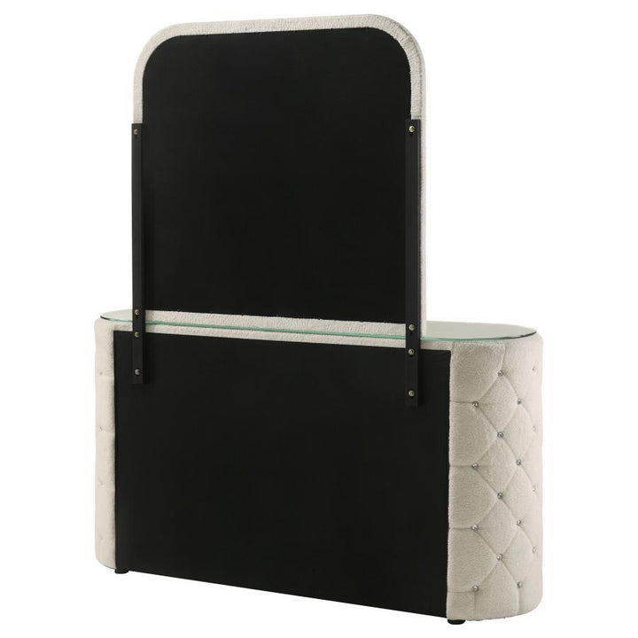 Sonya - 6 - Drawer Upholstered Bedroom Dresser With Mirror - Ivory Dresser &amp; Mirror modern furniture Contempo Furniture