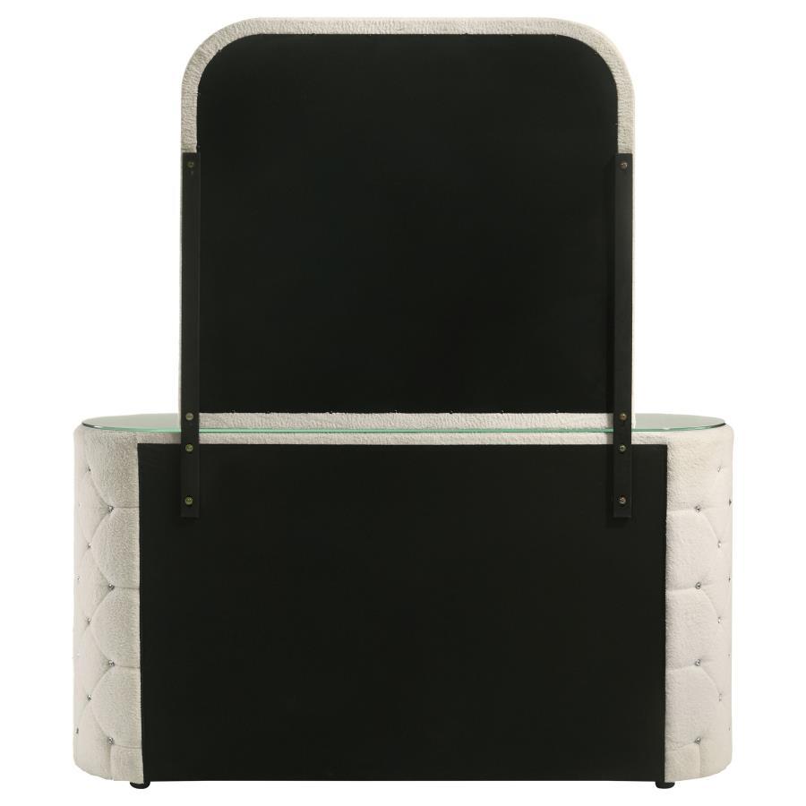 Sonya - 6 - Drawer Upholstered Bedroom Dresser With Mirror - Ivory Dresser & Mirror modern furniture Contempo Furniture