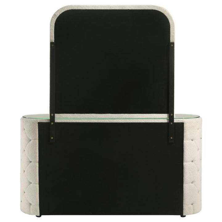 Sonya - 6 - Drawer Upholstered Bedroom Dresser With Mirror - Ivory Dresser &amp; Mirror modern furniture Contempo Furniture