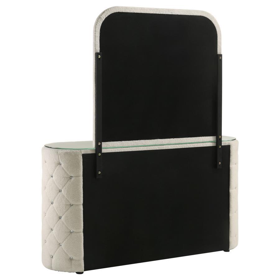 Sonya - 6 - Drawer Upholstered Bedroom Dresser With Mirror - Ivory Dresser & Mirror modern furniture Contempo Furniture