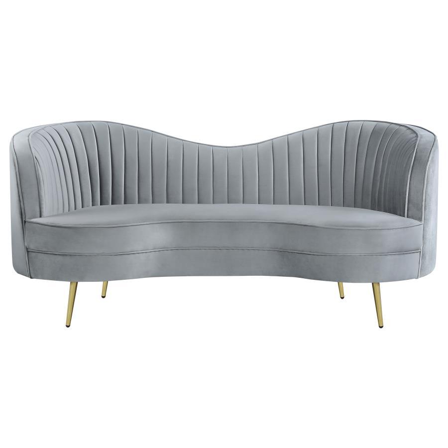 Sophia - 2 Piece Upholstered Channel Tufted Sofa Set - Gray Stationary Sofa & Loveseat modern furniture Contempo Furniture