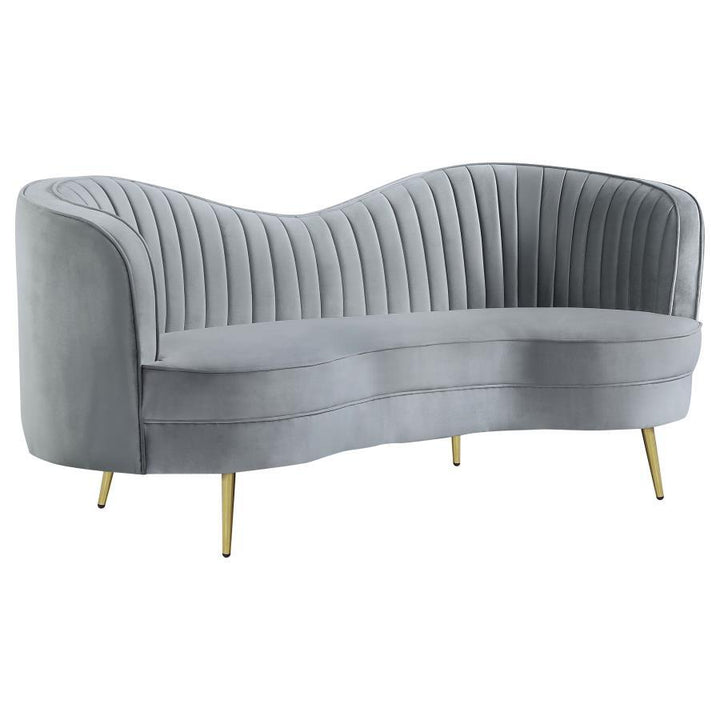 Sophia - 2 Piece Upholstered Channel Tufted Sofa Set - Gray Stationary Sofa &amp; Loveseat modern furniture Contempo Furniture
