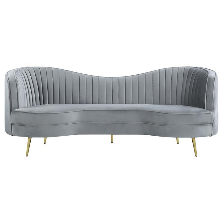 Sophia - 2 Piece Upholstered Channel Tufted Sofa Set - Gray Stationary Sofa &amp; Loveseat modern furniture Contempo Furniture