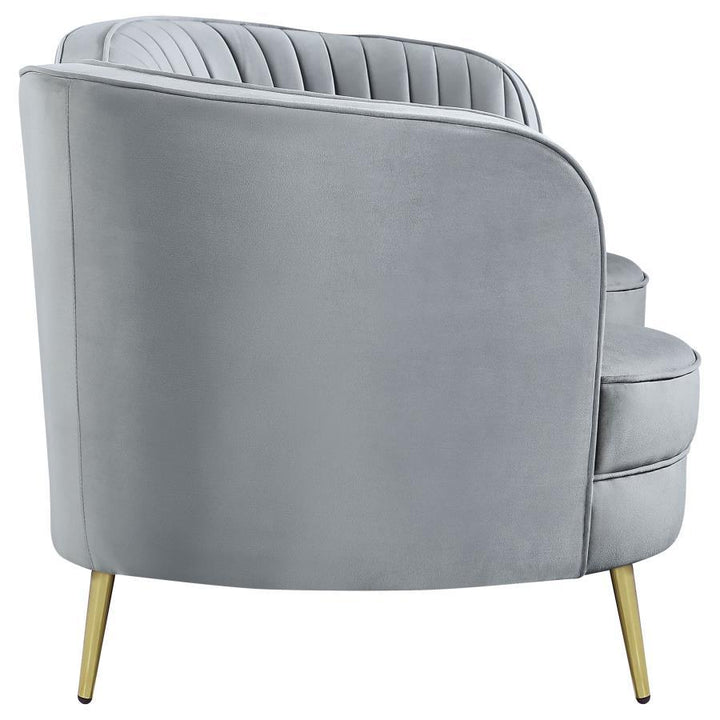 Sophia - 2 Piece Upholstered Channel Tufted Sofa Set - Gray Stationary Sofa &amp; Loveseat modern furniture Contempo Furniture