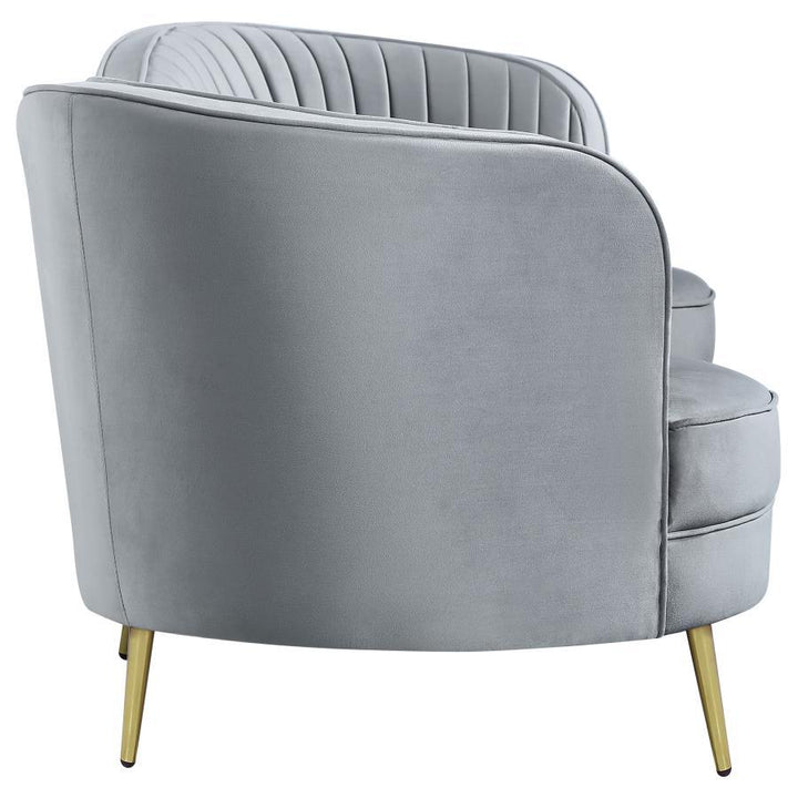 Sophia - 2 Piece Upholstered Channel Tufted Sofa Set - Gray Stationary Sofa &amp; Loveseat modern furniture Contempo Furniture