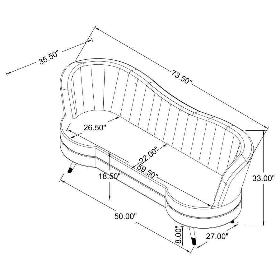 Sophia - 2 Piece Upholstered Channel Tufted Sofa Set - Gray Stationary Sofa & Loveseat modern furniture Contempo Furniture
