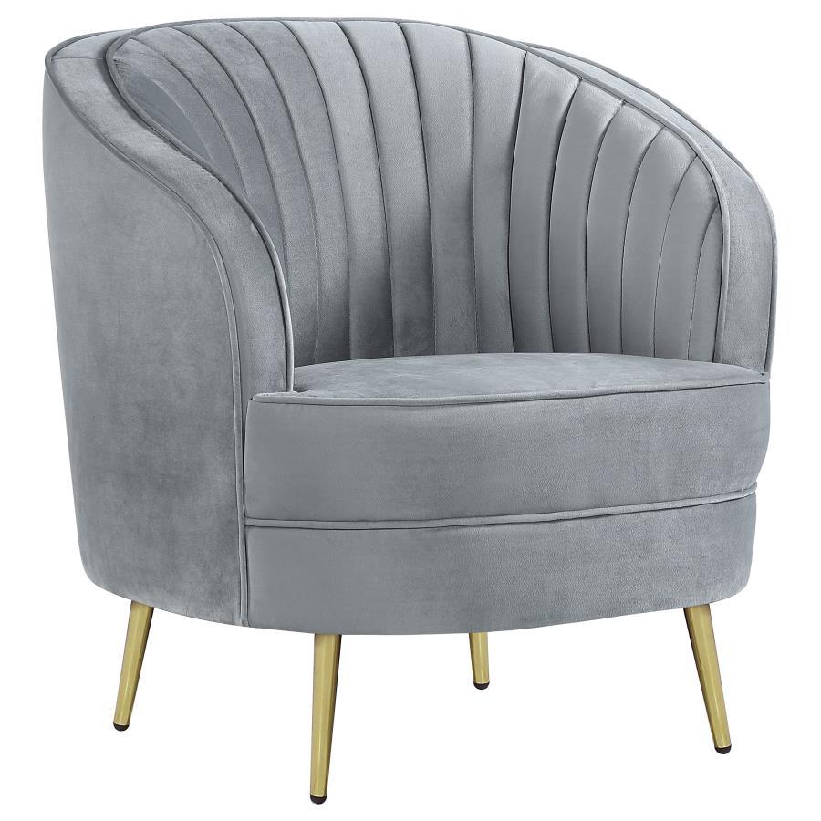 Sophia - 3 Piece Upholstered Channel Tufted Sofa Set - Gray 3 - Piece Living Room Set modern furniture Contempo Furniture