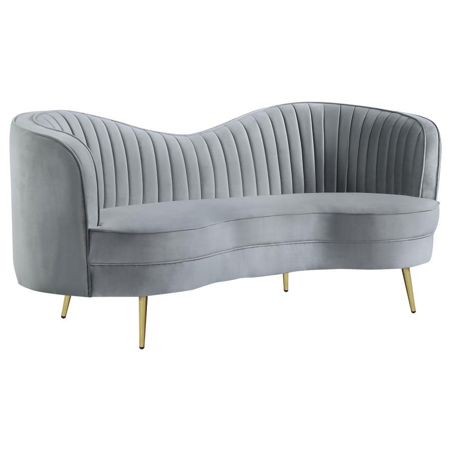 Sophia - 3 Piece Upholstered Channel Tufted Sofa Set - Gray 3 - Piece Living Room Set modern furniture Contempo Furniture