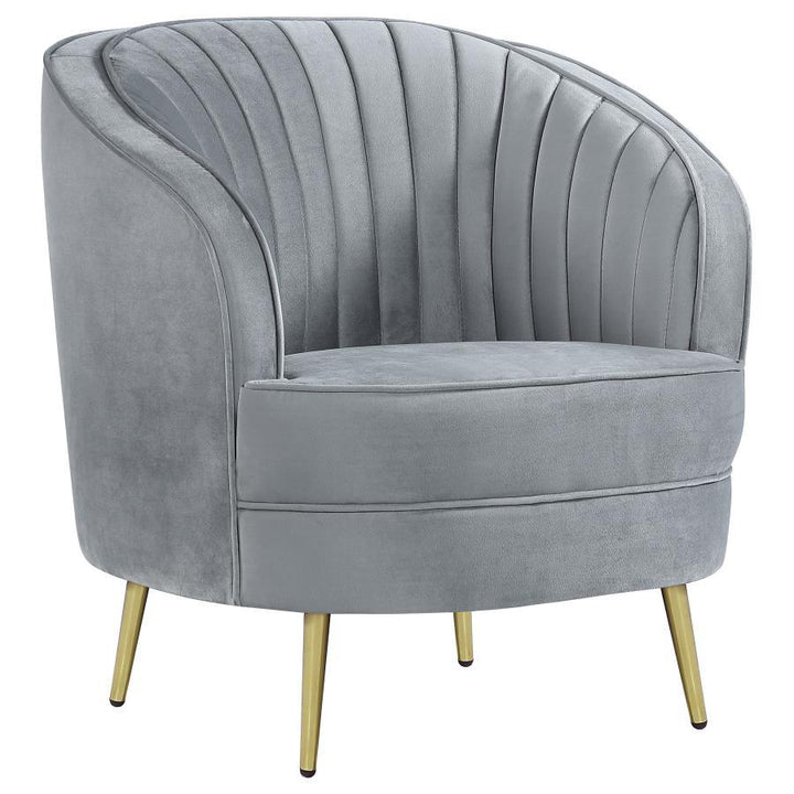 Sophia - Upholstered Channel Tufted Barrel Accent Chair - Gray Arm Chair modern furniture Contempo Furniture