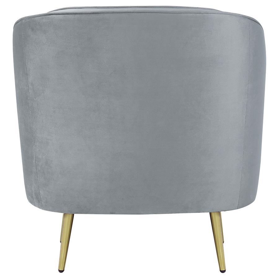 Sophia - Upholstered Channel Tufted Barrel Accent Chair - Gray Arm Chair modern furniture Contempo Furniture