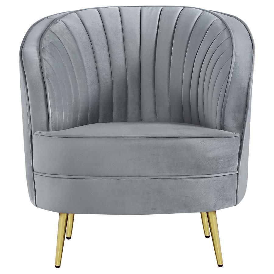 Sophia - Upholstered Channel Tufted Barrel Accent Chair - Gray Arm Chair modern furniture Contempo Furniture