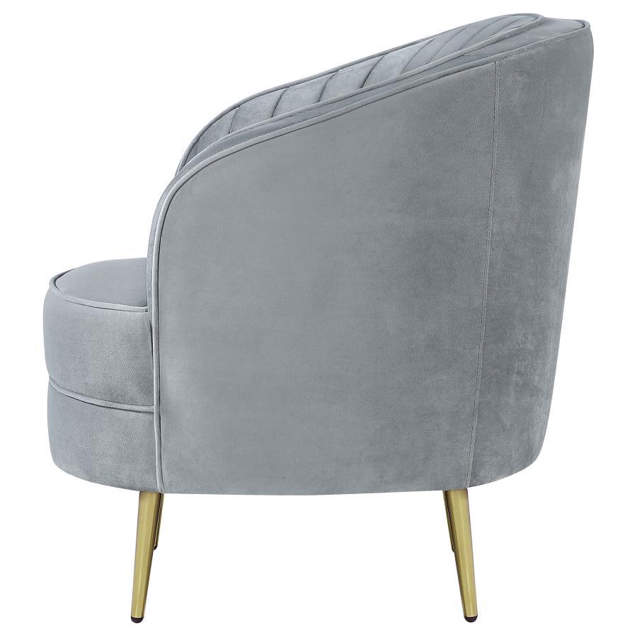 Sophia - Upholstered Channel Tufted Barrel Accent Chair - Gray Arm Chair modern furniture Contempo Furniture