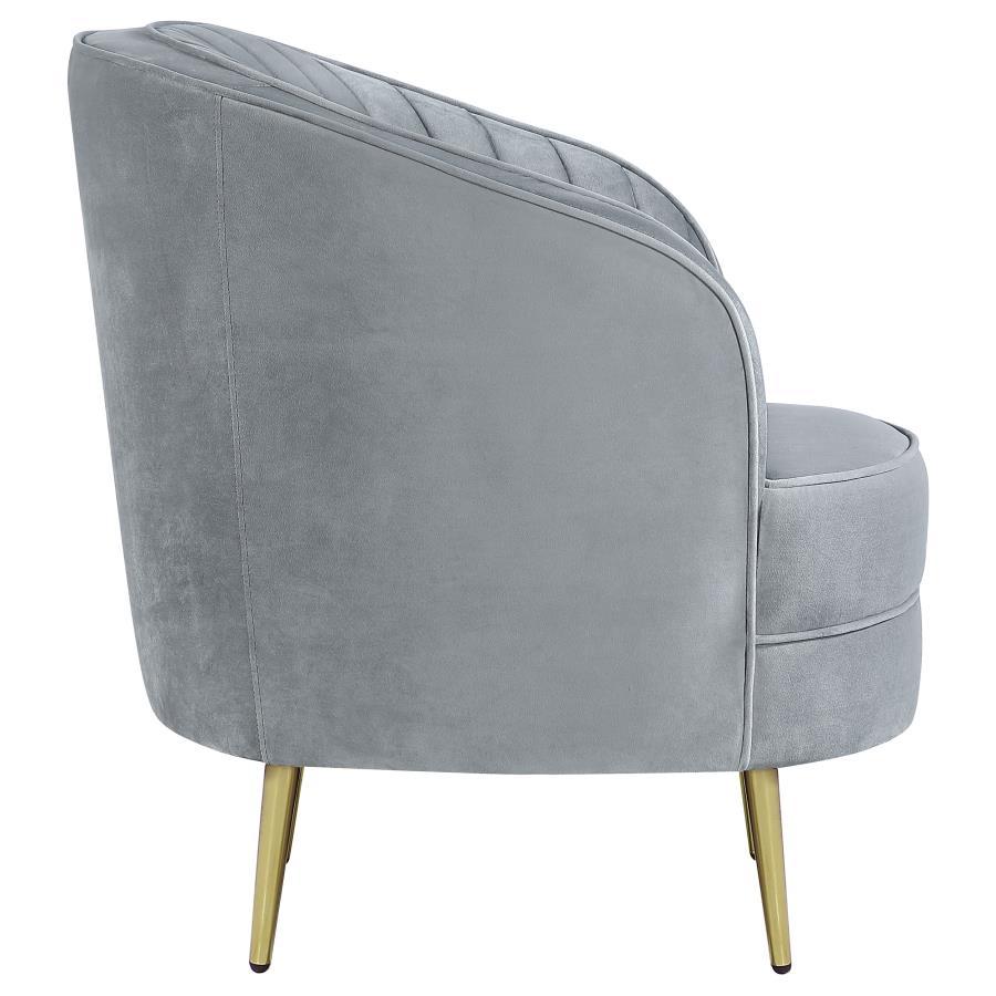 Sophia - Upholstered Channel Tufted Barrel Accent Chair - Gray Arm Chair modern furniture Contempo Furniture