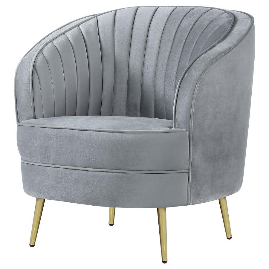 Sophia - Upholstered Channel Tufted Barrel Accent Chair - Gray Arm Chair modern furniture Contempo Furniture