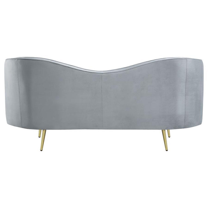 Sophia - Upholstered Channel Tufted Loveseat - Gray Stationary Loveseat modern furniture Contempo Furniture