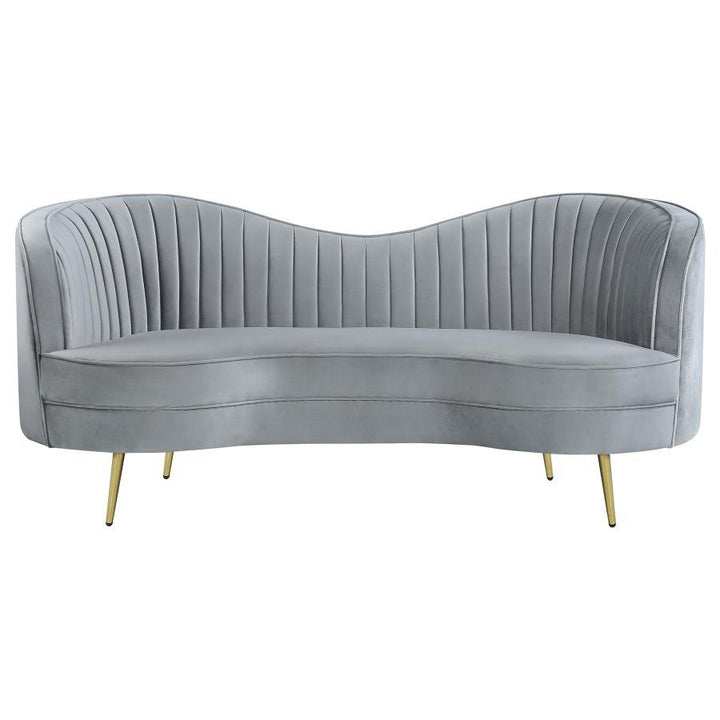 Sophia - Upholstered Channel Tufted Loveseat - Gray Stationary Loveseat modern furniture Contempo Furniture