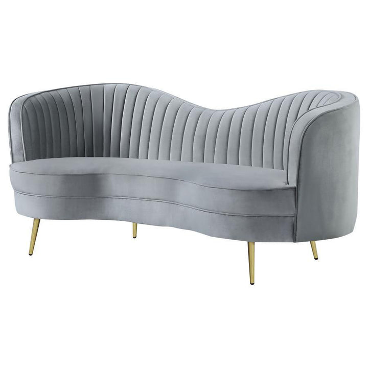 Sophia - Upholstered Channel Tufted Loveseat - Gray Stationary Loveseat modern furniture Contempo Furniture