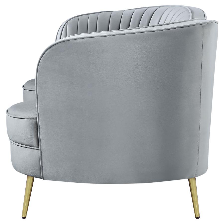 Sophia - Upholstered Channel Tufted Loveseat - Gray Stationary Loveseat modern furniture Contempo Furniture