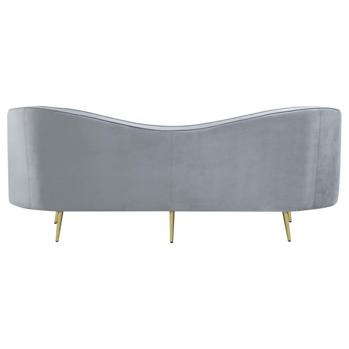 Sophia - Upholstered Channel Tufted Sofa - Gray Stationary Sofa modern furniture Contempo Furniture