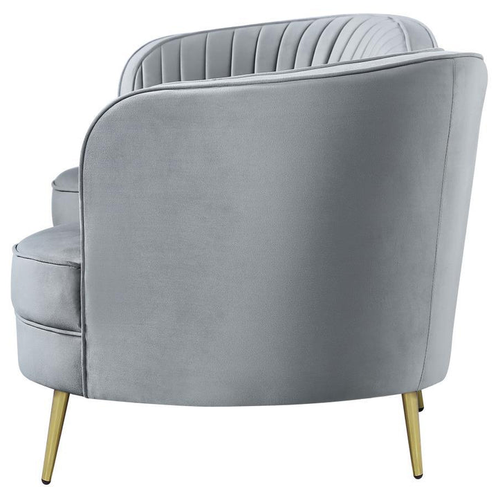 Sophia - Upholstered Channel Tufted Sofa - Gray Stationary Sofa modern furniture Contempo Furniture