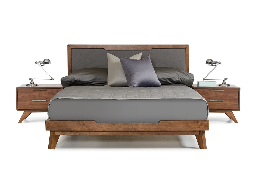 California King Nova Domus Soria Mid-Century Grey & Walnut Bed