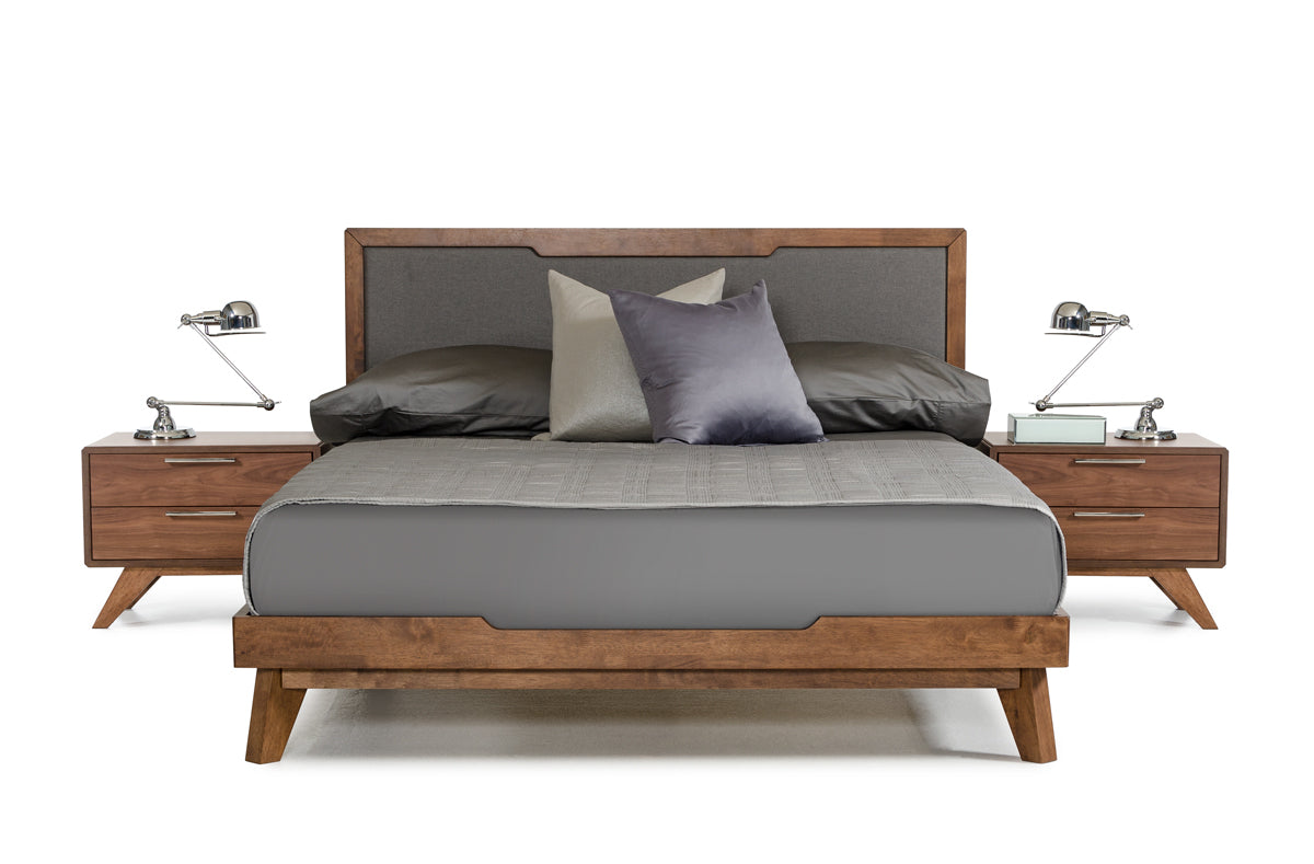 Soria Mid-Century Grey  and  Walnut Bedroom Set