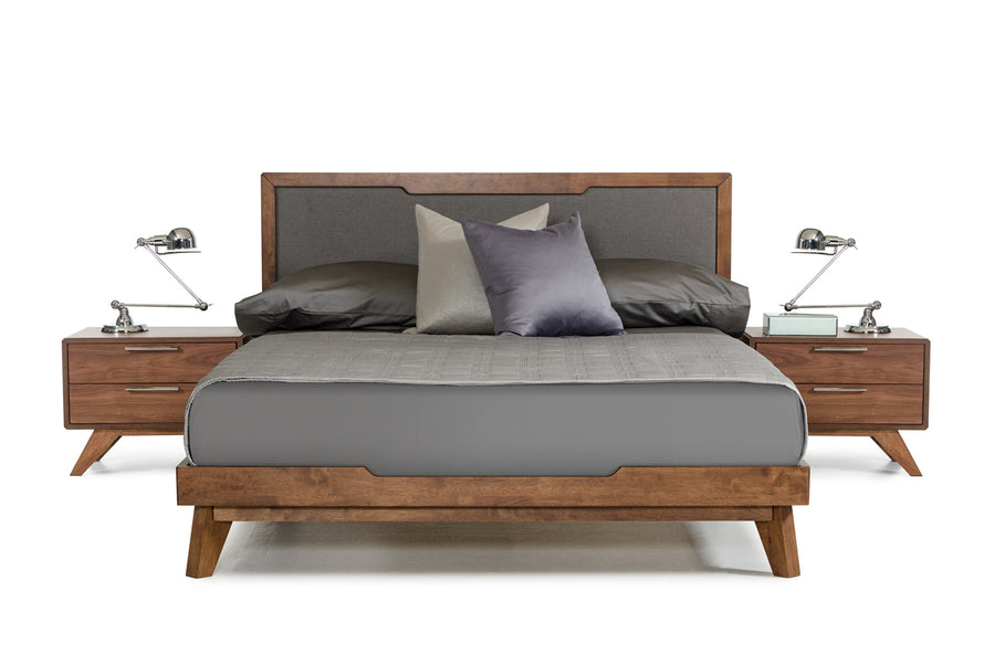 Soria Mid-Century Grey  and  Walnut Bedroom Set