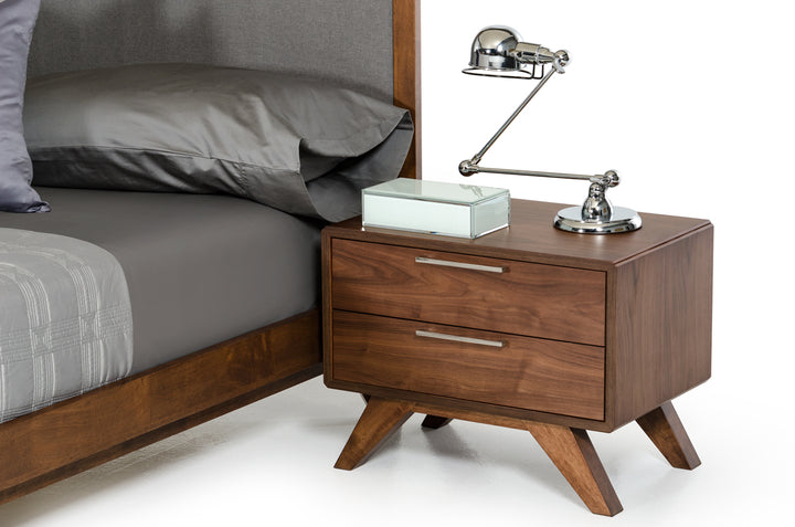 Soria Mid-Century Grey &amp; Walnut Bedroom Set