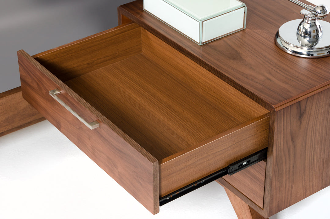 Soria Mid-Century Grey & Walnut Bedroom Set