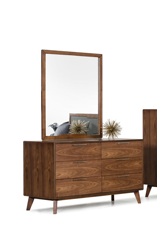 Soria Mid-Century Walnut Mirror