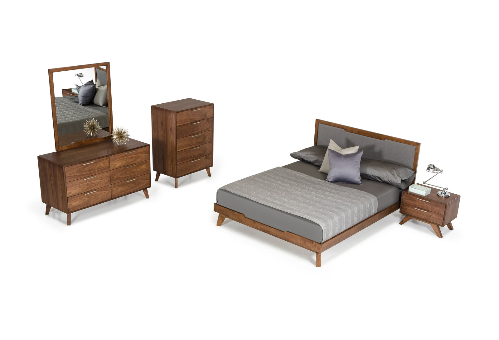 Soria Mid-Century Walnut Nightstand