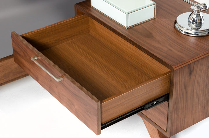 Soria Mid-Century Walnut Nightstand