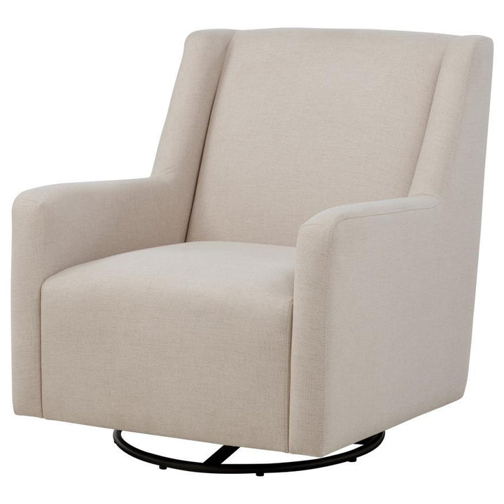 Sorrel - Fabric Upholstered Swivel Glider Arm Chair - Latte Swivel Glider Chair modern furniture Contempo Furniture