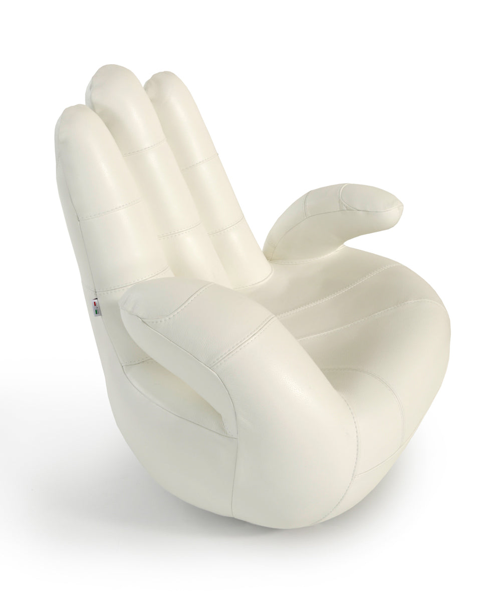 Sosia Modern White Leather Hand Accent Chair