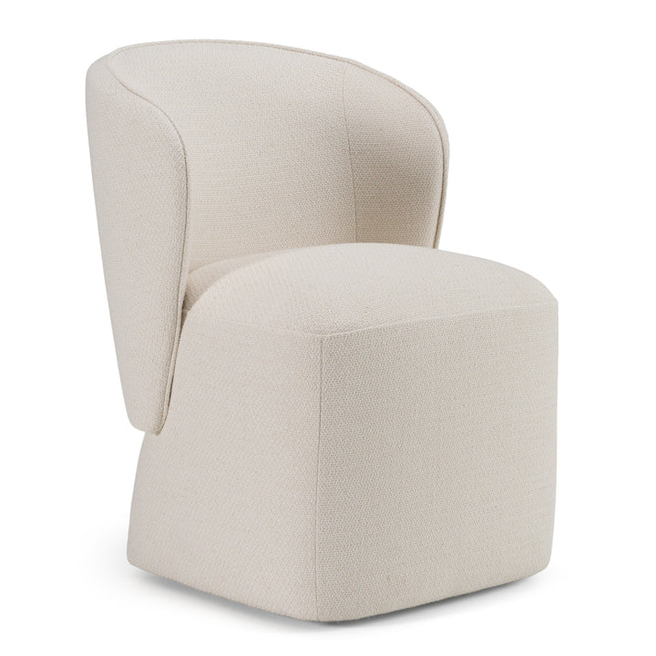 Souza - Modern Beige Fabric Swivel Dining Chair