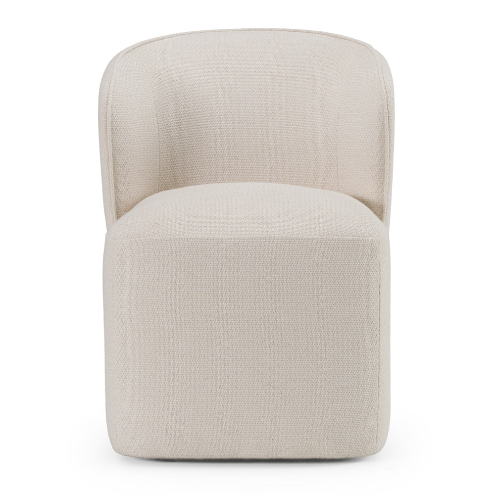 Souza - Modern Beige Fabric Swivel Dining Chair - View 3