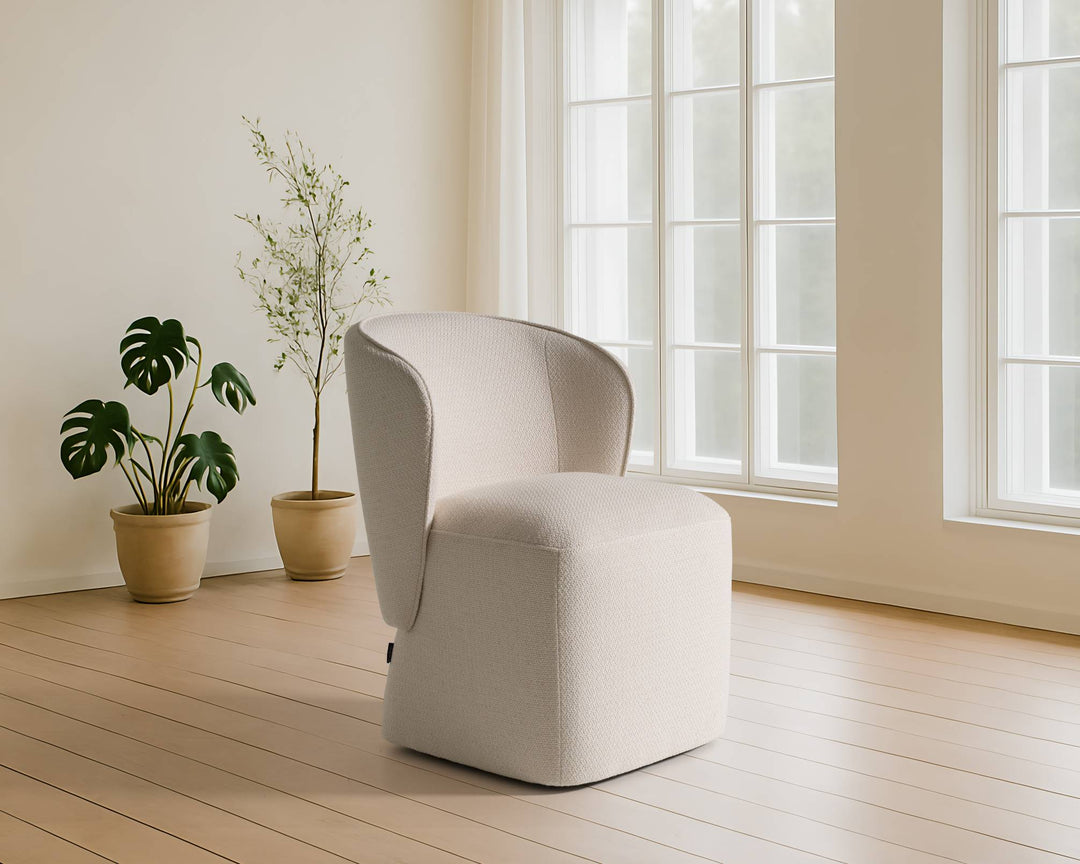 Souza  Modern Beige Fabric Swivel Dining Chair