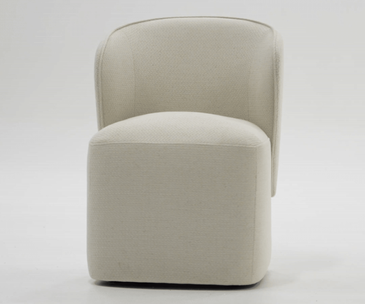 Souza - Modern Beige Fabric Swivel Dining Chair