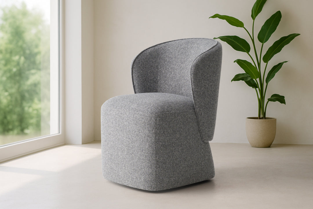 Souza  Modern Grey Fabric Swivel Dining Chair