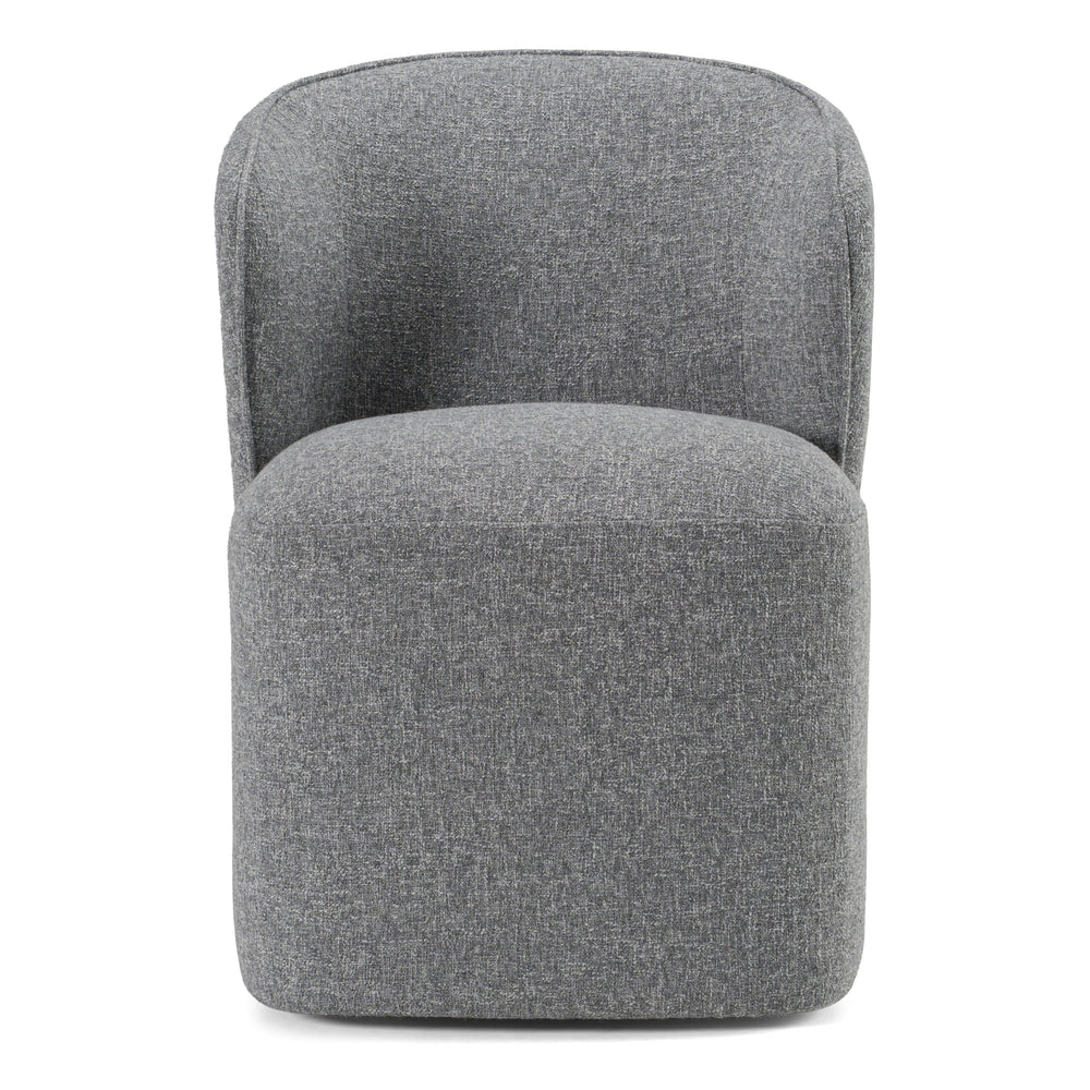 Souza - Modern Grey Fabric Swivel Dining Chair - View 3