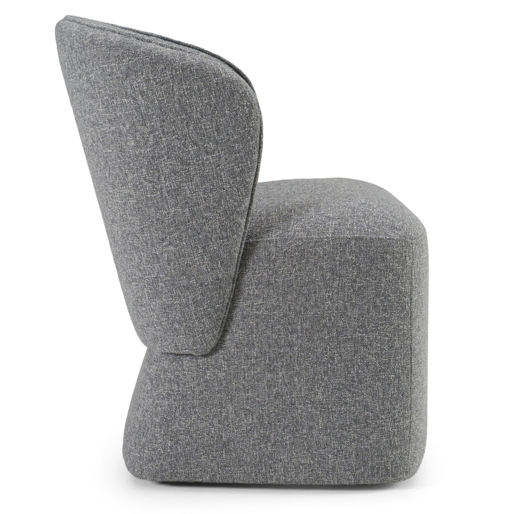 Souza - Modern Grey Fabric Swivel Dining Chair - View 4